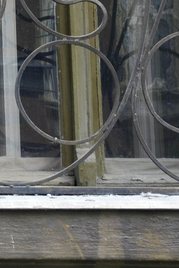 Photo 27382: Two green, latticed windows with three frames
