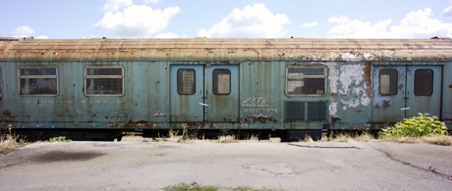 Railway carriage at the station in Sibiu, Romania