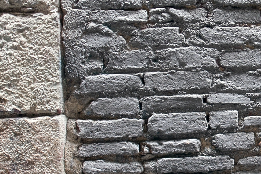Photo 02370: Decayed, former door with black bricks